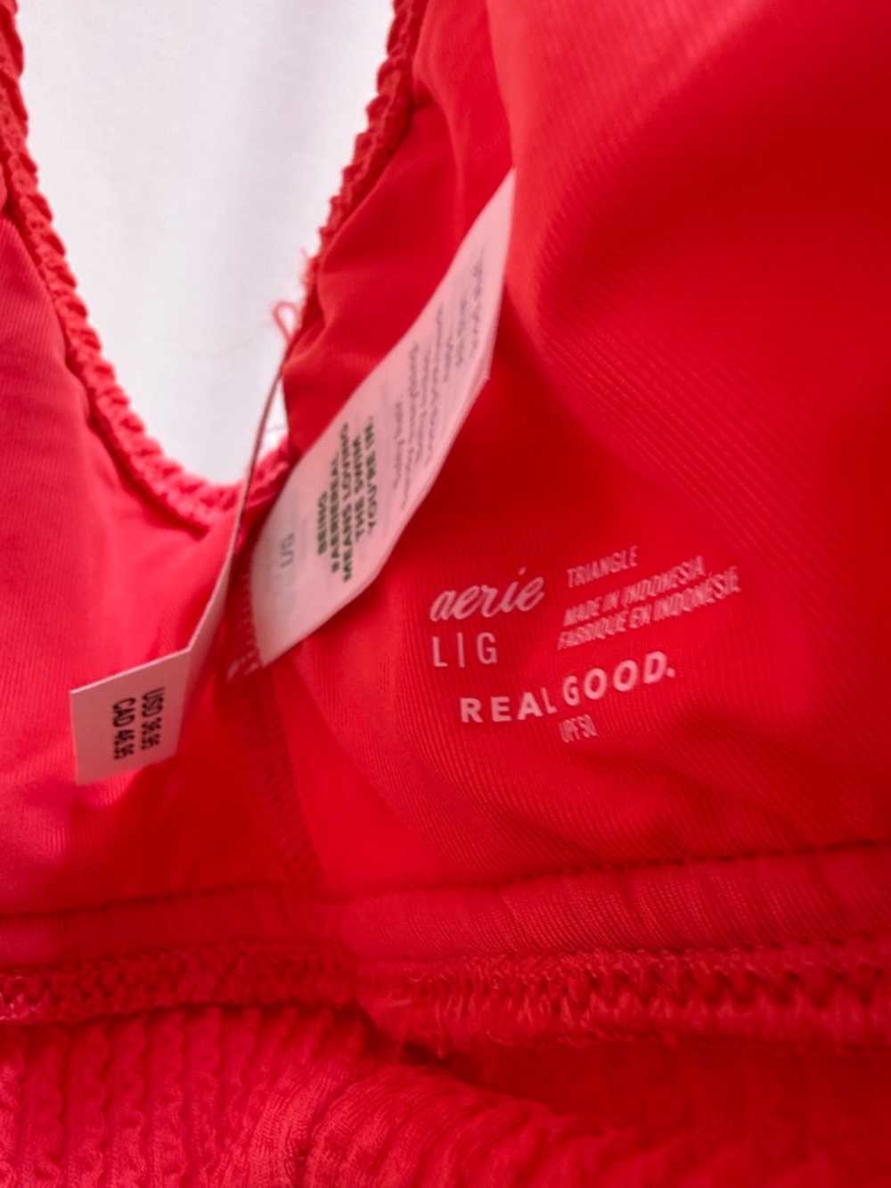Coral/Red Textured Ribbed Bikini Set - Picture 3 of 4